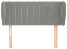 Testiera ad orecchio grigio chiaro 83x23x78/88 cm in velluto