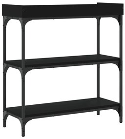 Tavolino Consolle con Ripiani Nero 75x30x80 cm