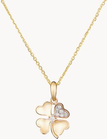 Collana in argento con ciondolo in oro giallo e diamanti Dites-le avec une Fleur