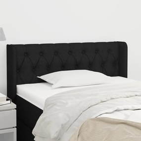 Testiera Ad Orecchio Nera 93x16x78/88 Cm İn Tessuto /