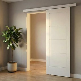 Porta scorrevole reversibile Bent in mdf bianco, L 93 x H 212 cm, con binario Meli