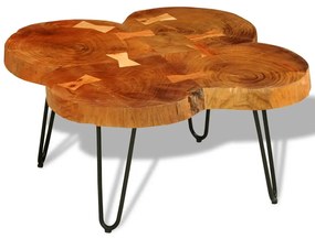 Tavolino da caffè 35 cm 4 tronchi in legno massello di sheesham