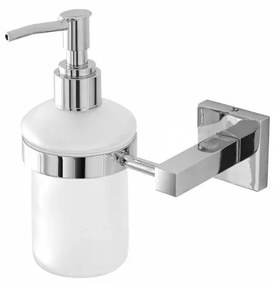 Dosatore sapone liquido a muro in vetro satinato e metallo cromato  Rock