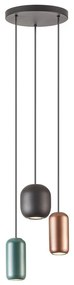 Redo 01-3480 - Lampadario a sospensione con filo BOOM 3xGU10/10W/230V diametro 33 cm nero/verde/marrone