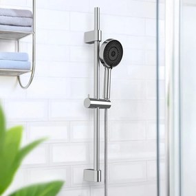 Set per doccia color argento lucido in acciaio inox con doccetta/con supporto scorrevole 70 cm Softwater – Wenko