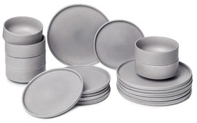Set di piatti grigi in gres 18 pz Malia - Bonami Selection