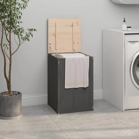 Contenitore Per Bucato Grigio 44x44x66 Cm Legno Massello Pino /
