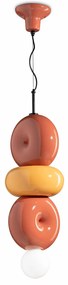 Sospensione Vintage Decò Bumbum 3 Elementi Ceramica Gialla E Arancio 1 Luce E27