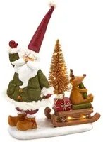 Decorazione Babbo Natale con slitta e luci 26 cm