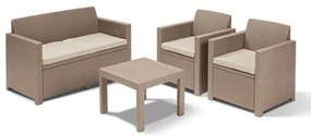Salotto Da Esterno Marrone In Rattan Completo di Cuscini E Tavolino Alabama Keter