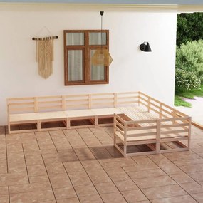 Set divani da giardino 9 pz in legno massello di pino