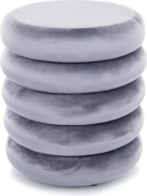 Pouf Calvi Velvet con contenitore in velluto color grigio – Ø40x46 cm