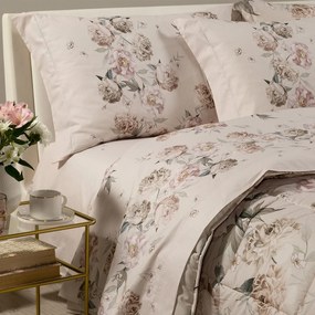 Completo Lenzuola in Cotone Peonia Queen Matrimoniale