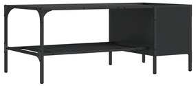 Tavolino Salotto con Ripiano Nero 100x51x40cm Legno Multistrato