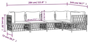 Set Salotto da Giardino 5 pz con Cuscini in Acciaio Antracite