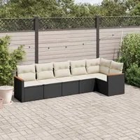 Set Divano da Giardino 6 pz con Cuscini Nero in Polyrattan 3258388