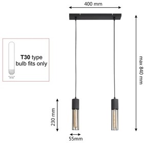 Lampadario a sospensione con filo MELODY 2xE27/15W/230V nero