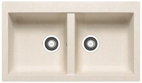 Lavello integrato 2 vasche DELINIA Scirocco resina L 50 x L 86 cm avena