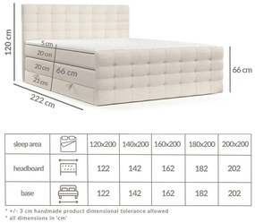 Letto boxspring crema con spazio contenitivo 200x200 cm Blend - Maison de Rêve