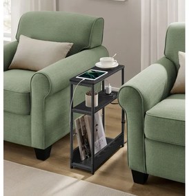 Tavolino d'appoggio ROD con presa elettrica integrata e porte USB, nero