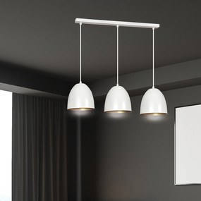 Lampadario 3 Luci Reartù In Acciaio Bianco Con Cupole In Nero E Oro