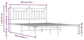 Giroletto con Testiera in Metallo Nero 183x213 cm