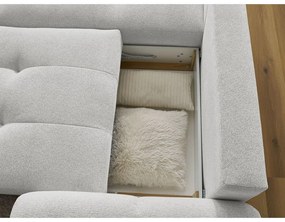 Divano angolare grigio chiaro allungabile/con contenitore (con penisola a sinistra/con chaise lounge) con rivestimento in ciniglia Roxelane – Bobochic Paris