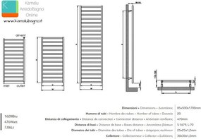 Termoarredo bagno 500x1700m cromato modello Kam-378B - KAMALU