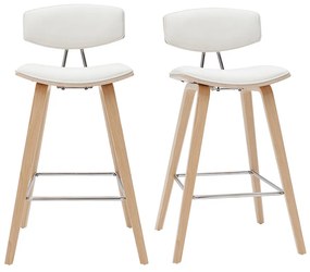 Sgabelli da bar design bianco e legno chiaro H69 cm (set di 2) VASCO