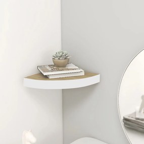 Mensola Angolare Rovere E Bianco 35x35x3,8 Cm İn Mdf /