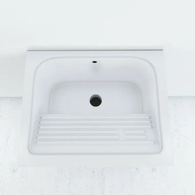 Mobile lavatoio grigio 60x50 cm con vasca e strofinatoio integrato in ceramica
