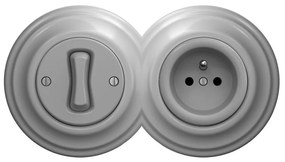 Kliklap - Retro interruttore monopolare n. 1 e presa 230V con cornice grigia