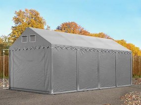 TOOLPORT 4x8 m tenda capannone, altezza 2,6m, PVC 800, telaio perimetrale, grigio, con statica (sottofondo in cemento) - (49841)