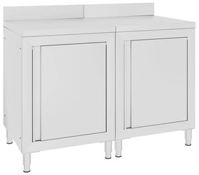 Mobiletto Con Piano Di Lavoro 120x60x96 Cm İn Acciaio Inox /