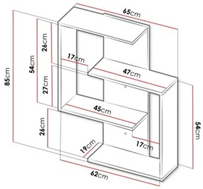 Mensola MORIKO 85x65 cm bianco/marrone