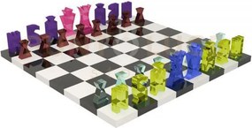 Gioco da tavola scacchi e dama in cristallo acrilico multicolor