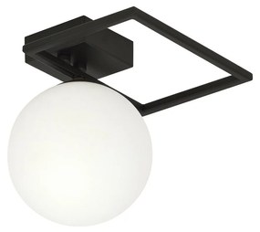 Plafoniera Moderna 1 Luce Imago 1130/1E In Acciaio Nero Vetro Opale