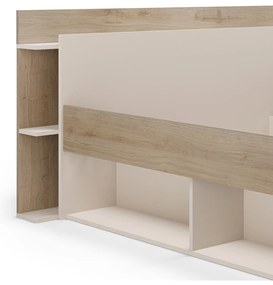 Letto matrimoniale effetto rovere con contenitore senza griglia in colore bianco e naturale 160x200 cm Albo - Marckeric