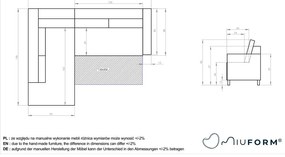 Divano letto angolare in velluto grigio chiaro L, angolo destro Stylish Stan - Miuform