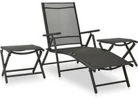 Set Divani da Giardino 3 pz in Textilene e Alluminio Nero cod mxl 35059