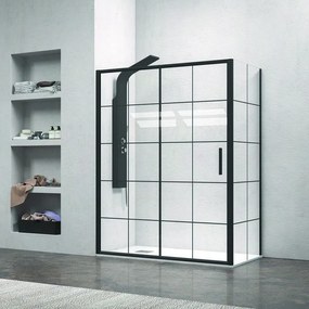 Kamalu - cabina doccia nera 120x70 scorrevole vetro a quadrati neri nico-d3000s