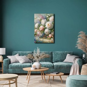 Quadro su tela – Giardino pieno di peonie e fiori estivi