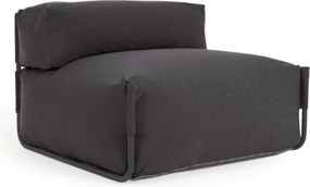 Kave Home - Pouf divano modulare schienale 100% outdoor Square grigio scuro e alluminio nero 101x101cm
