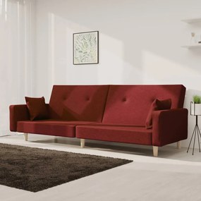 Divano Letto A 2 Posti Con 2 Cuscini Rosso Vino İn Tessuto /