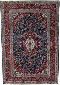 Kashan Tappeto 250 x 360 Blu (Iran) Annodato A Mano