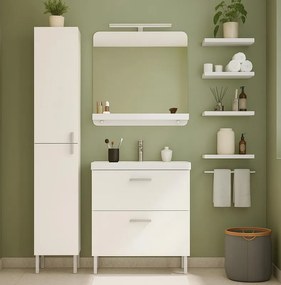 Mobile bagno con lavabo L 70 x H 80 x P 40 cm bianco 2 cassetti per vasca a sinistra Easy