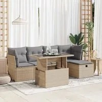 Set Divano da Giardino 6 pz con Cuscini Beige in Polyrattan 3326140