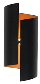 Applique da parete moderna nera con interno dorato - Faldo