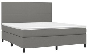 Letto a Molle Materasso e LED Grigio Scuro 160x200cm in Tessuto