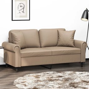 Divano A 2 Posti Con Cuscini Cappuccino 140 Cm İn Similpelle /